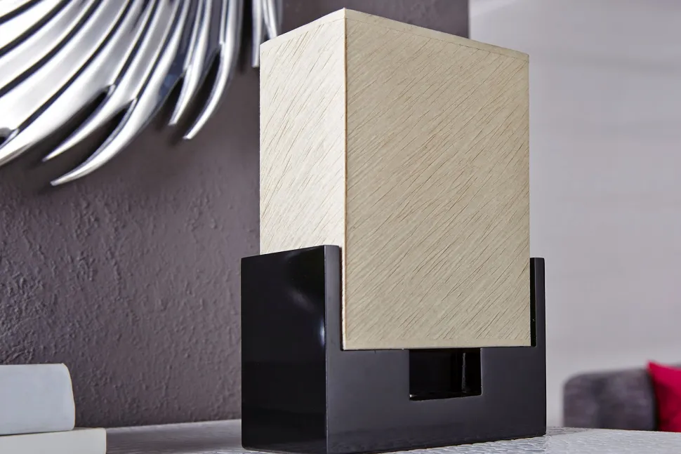 Edle Tischlampe Papier Bauhaus eckig 25cm