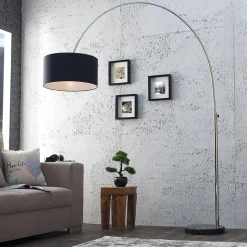 Elegant Standlampe Retro Chrom Schwarz 180cm