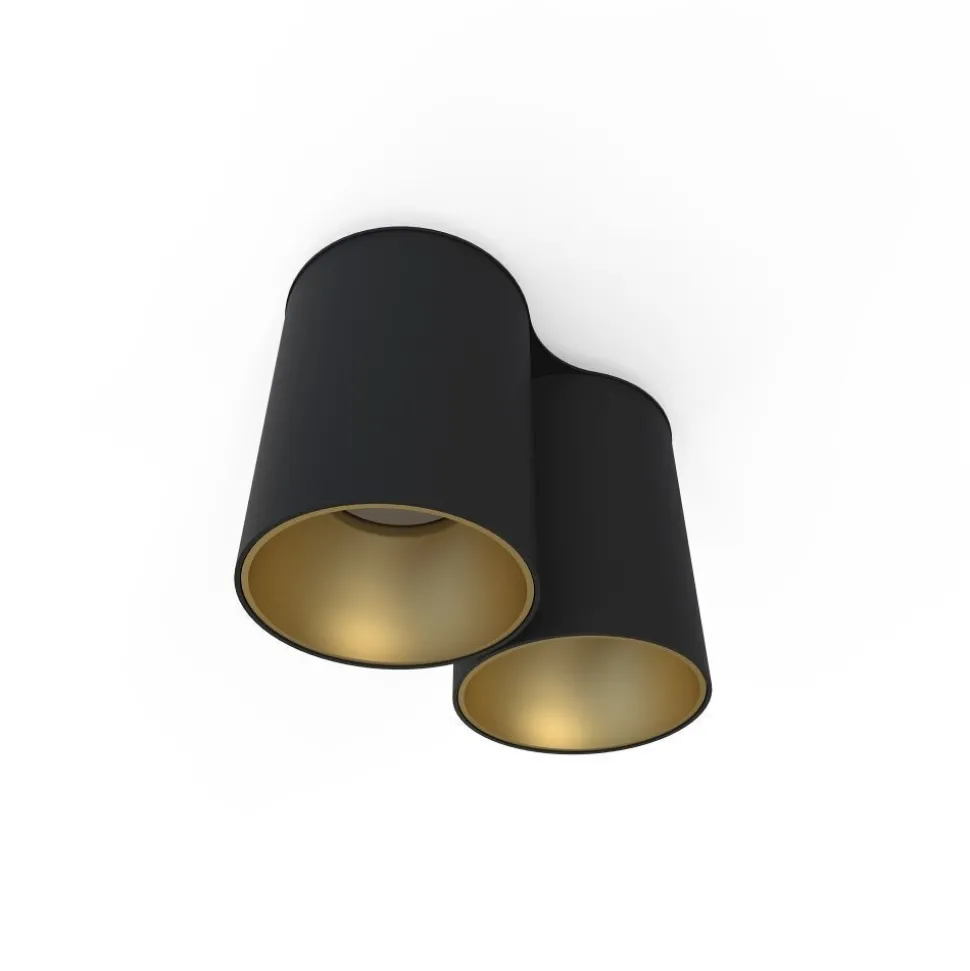Elegante Deckenlampe in Schwarz Gold 2x GU10 klein