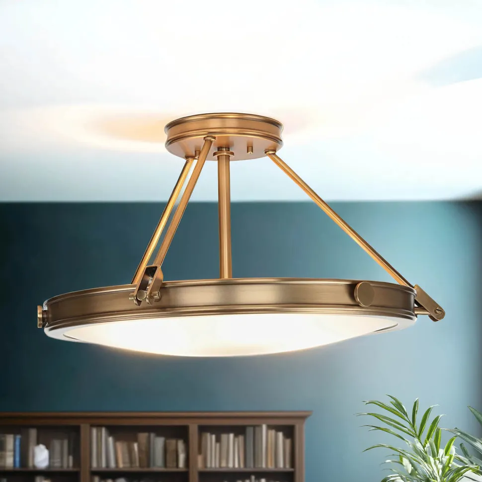 Elegante Deckenleuchte Glas Jugendstil rund Wohnzimmer