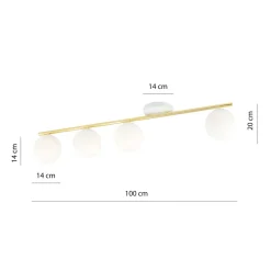 Elegante Deckenleuchte Weiß Gold 100 cm lang BEPPE