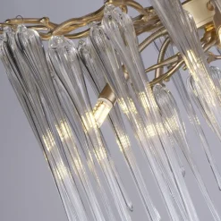 Elegante Hängelampe in Gold Glaszapfen L:50 cm G9