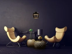 Elegante Hängelampe Metall Schwarz Gold E27 Ø20 cm