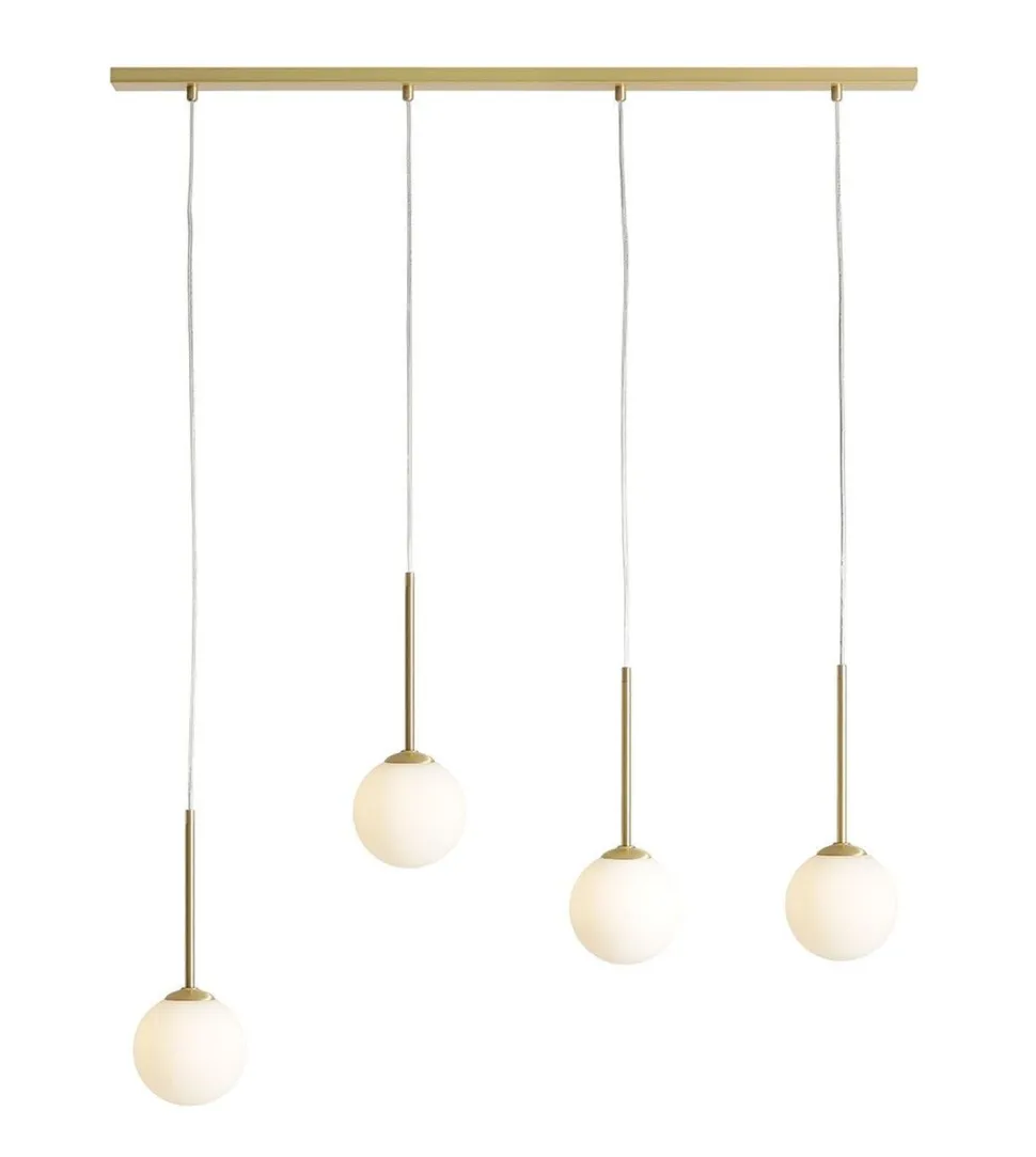 Elegante Hängeleuchte Glas Metall in Messing Weiß E14