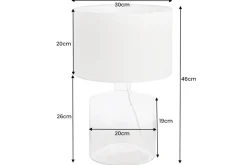 Elegante Tischleuchte AQUAMENTI Weiß Glas Stoff