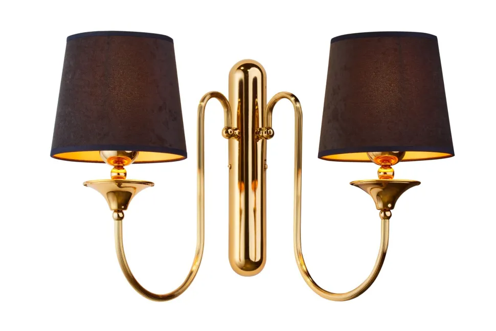 Elegante Wandleuchte Messing Stoff H:37 cm E27 blendarm