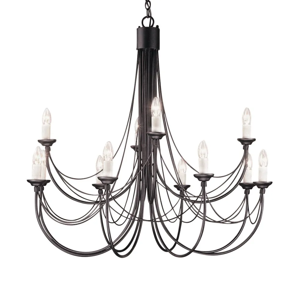 Eleganter Kronleuchter Schwarz Rustikal Ø98cm