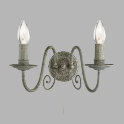 Filigrane Wandleuchte mit Schalter Grau 2x E14 Metall