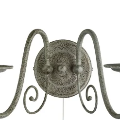 Filigrane Wandleuchte mit Schalter Grau 2x E14 Metall