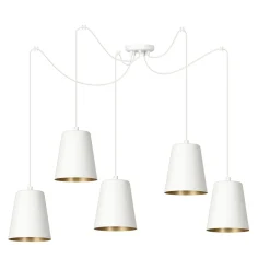 Flexible Hängelampe mit Schirm Weiß Gold 5-flammig