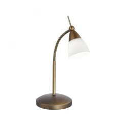 Flexible LED Tischlampe in Altmessing Glas dimmbar