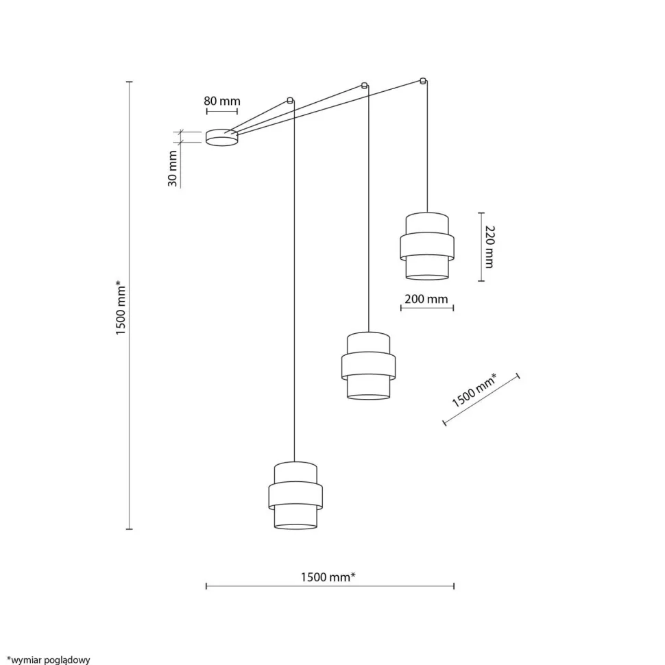 Flexible Pendelleuchte Jute B: max. 4 m H: max. 2,1 m 3x E27