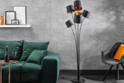 Flexible Stehleuchte Stoff Schwarz Gold 178 cm elegant