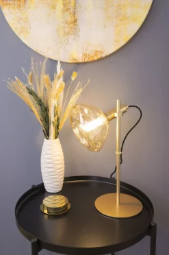 Flexible Tischleuchte Glasschirm 35,3 cm Gold Bernstein