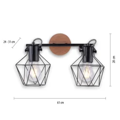 Flexibler Deckenspot Holz Metall Schwarz E27 Vintage