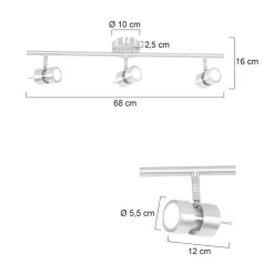 Flexibler Deckenspot in Stahl inkl. GU10 3-flammig