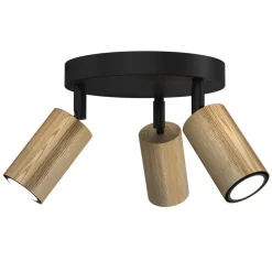 Flexibler Deckenstrahler Holz Metall GU10 Ø22 cm rund