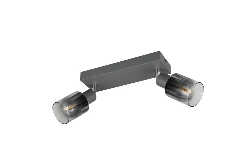 Flexibler Deckenstrahler Rauchglas Metall E14 T:27,5 cm