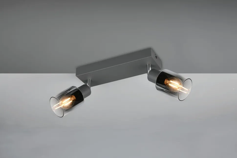 Flexibler Deckenstrahler Rauchglas Metall E14 T:27,5 cm