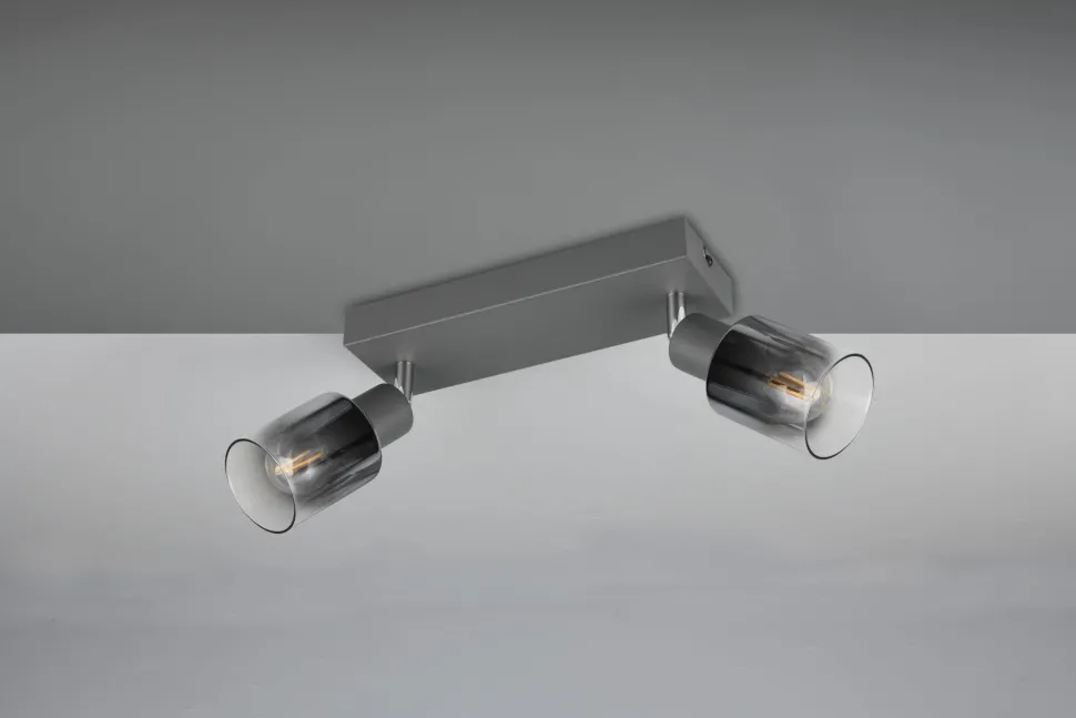 Flexibler Deckenstrahler Rauchglas Metall E14 T:27,5 cm