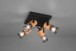 Flexibler Deckenstrahler Metall Holz B:22 cm E14 4-flmg