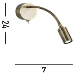 Flexibler LED Wandstrahler in Messing 1 W mit Schalter