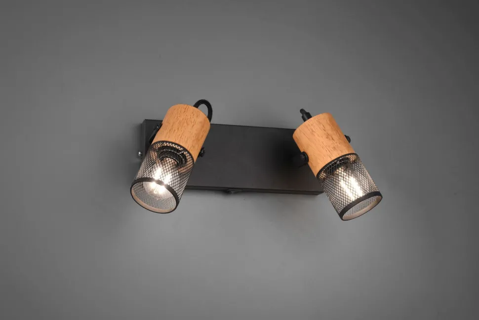 Flexibler Wandstrahler Metall Holz B:26 cm E14 Schalter