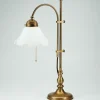 Florale Tischlampe Premium Messing Glas E27 Zugschalter