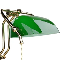 Gebogene Jugendstil Bankerlampe Vergoldet 24 Karat