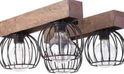 Gemütliche Deckenlampe Holz Metall Schwarz L:41 cm E27