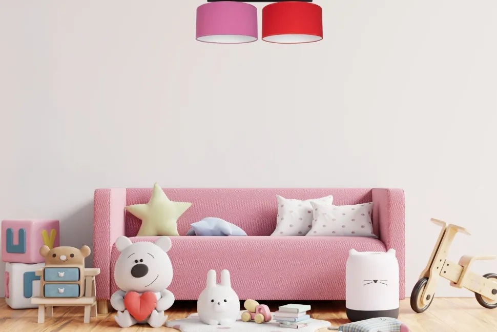 Gemütliche Deckenlampe Stoff Rosa Rot E27 L:70 cm