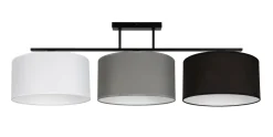Gemütliche Deckenlampe Stoff Weiß Grau Schwarz 3-flmg