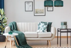 Gemütliche Deckenlampe Stoff Grün Muster E27 L:70 cm