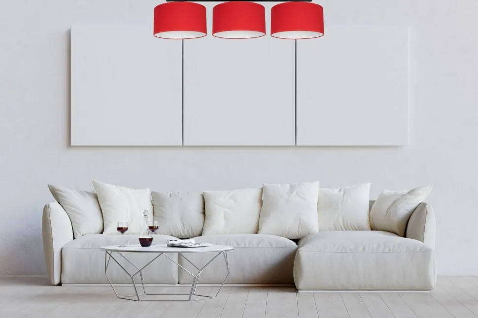 Gemütliche Deckenleuchte Stoff Schwarz Rot E27 100 cm