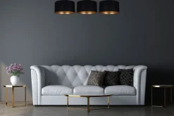 Gemütliche Deckenleuchte Stoff Schwarz Gold E27 100 cm