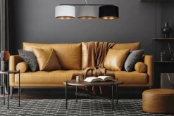 Gemütliche Hängelampe Stoff Weiß Grau Schwarz 3-flammig