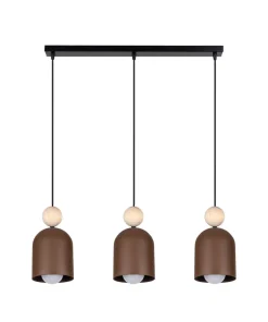 Gemütliche Hängeleuchte Rostbraun Metall Holz E27 66 cm