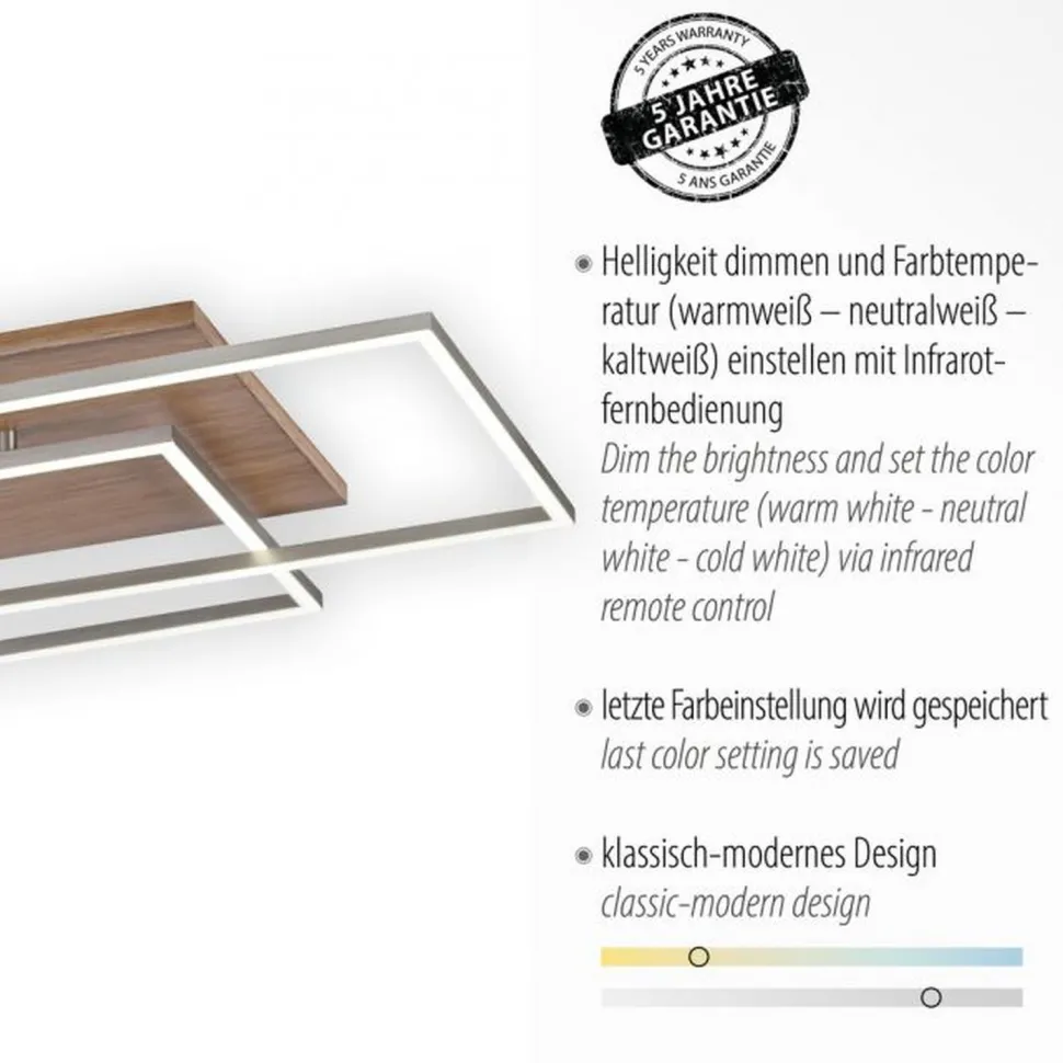 Gemütliche LED Deckenlampe Holz L:82 cm 4320 lm dimmbar