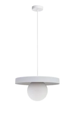 Gemütliche Pendelleuchte Glas Metall Weiß E27 Ø30 cm