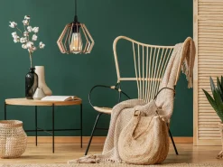 Gemütliche Pendelleuchte Holz E27 20,5 cm Schwarz Natur