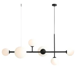 Gemütliche Pendelleuchte Schwarz Glas Kugel 130 cm lang