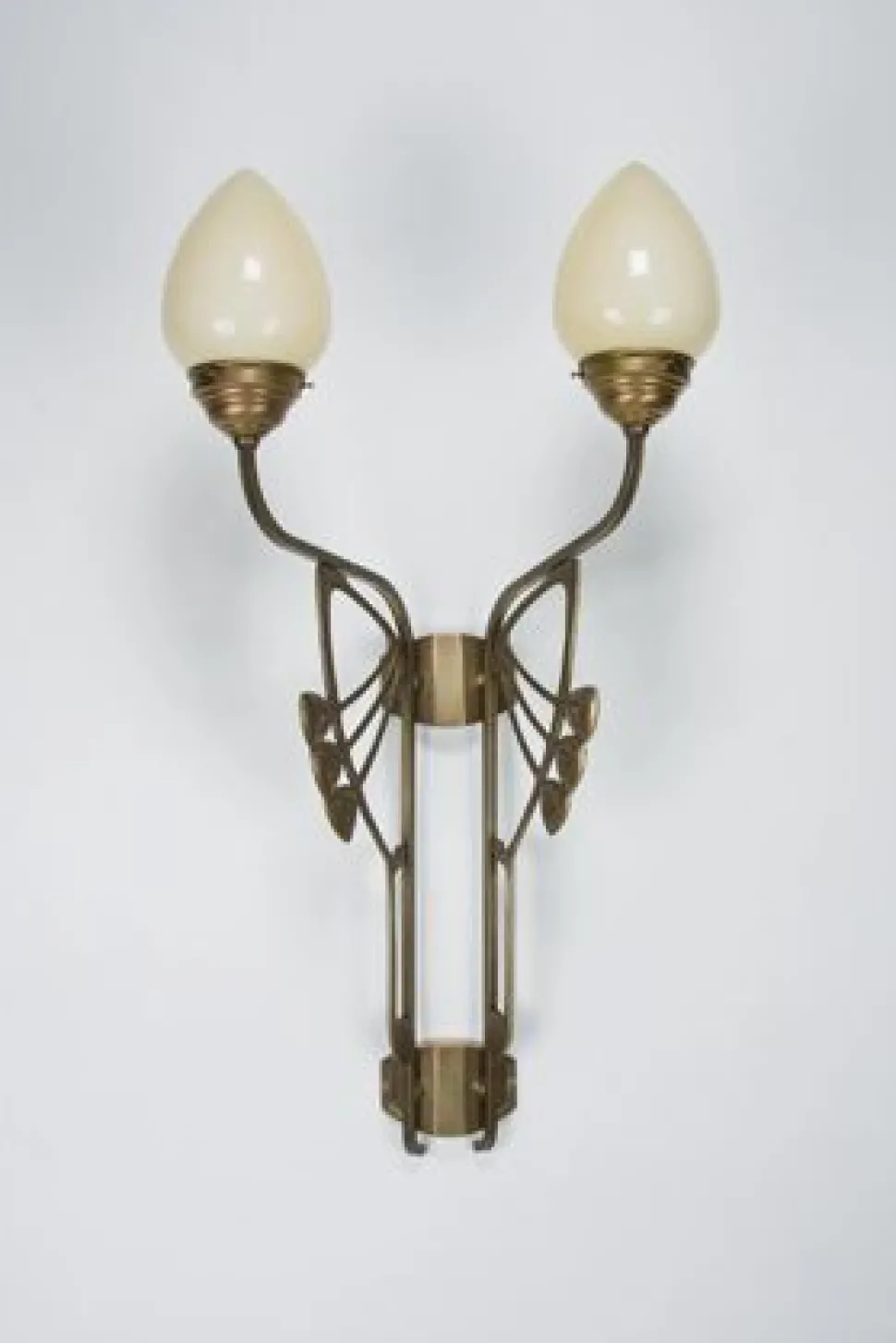 Gemütliche Wandlampe Messing Glas Elfenbein E27 2-flmg