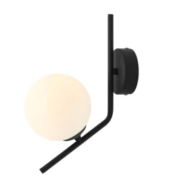 Gemütliche Wandlampe Schwarz B:14 cm Glas Kugel blendarm