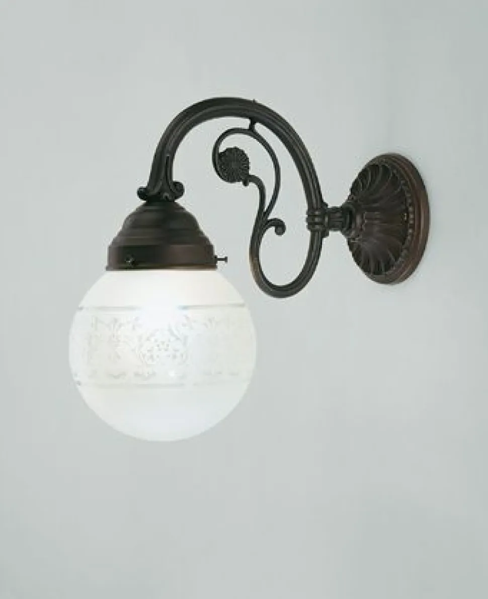 Gemütliche Wandleuchte Antik Messing Glas mit Schliff