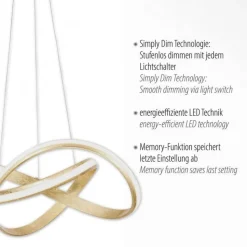 Geschwungene LED Pendelleuchte in Stahl 3000 K dimmbar