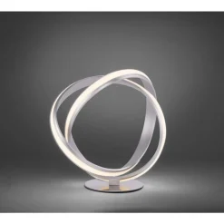 Geschwungene LED Tischlampe in Silber Metall dimmbar