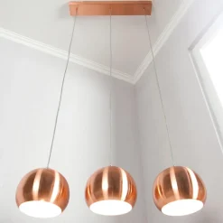 Glänzende Hängeleuchte Retro lang E27 Kupfer Optik