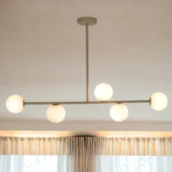 Gold Deckenlampe Metall Glas satiniert G9 5-flammig