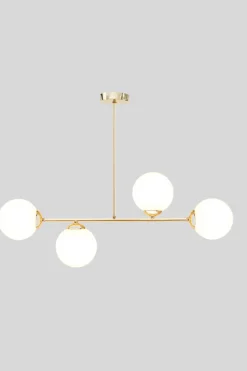 Goldene Deckenlampe Glaskugeln blendarm 4-flmg Metall