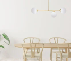 Goldene Deckenlampe Glaskugeln blendarm E27 Metall